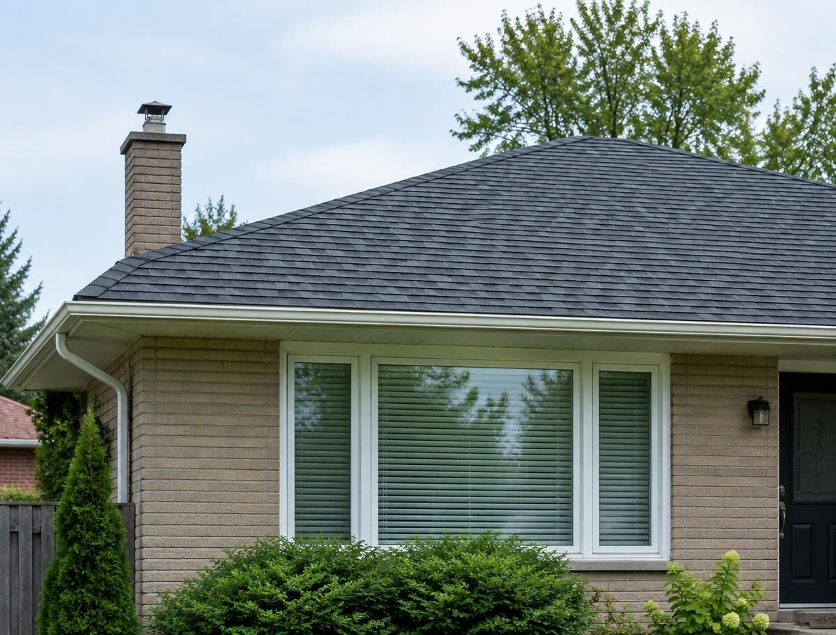 the same bungalow roof with even, refreshed shingles